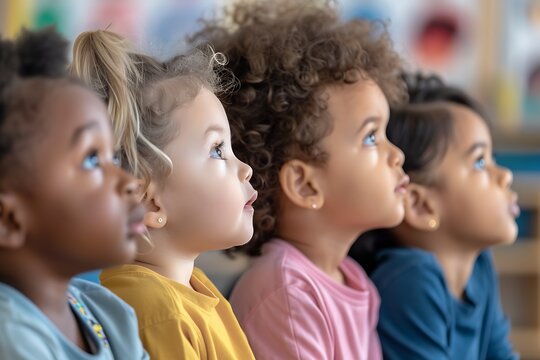 kids 5 years listening ticher in kindergarten : Generative AI