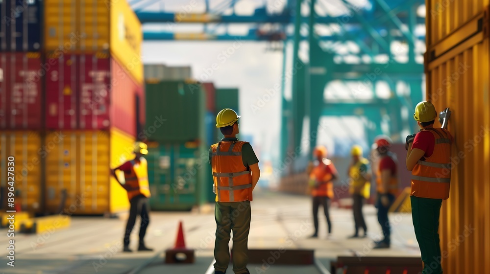 Aufkleber Team Construction or engineering group and worker Teamwork and determination to succeed Safety hard hat to prevent accident while working Transport and Container Team Concept Restart a : Generative AI