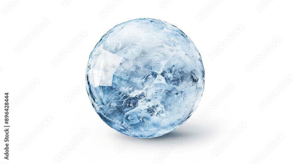 Poster ice ball isolated on white background with clipping path abstract sphere glossy geometric object for