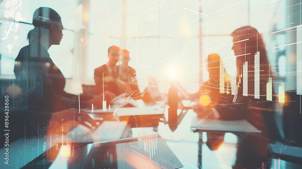 Aufkleber team of business people working together in the meeting room office teamwork background charts and g