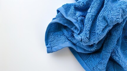 Blue bath towel taken on a white background : Generative AI