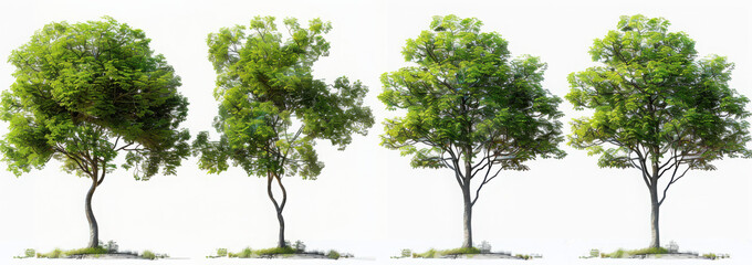 Greenery nature trees contour shapes on transparent backgrounds 3d render png
