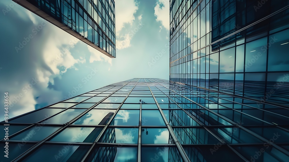 Poster modern building details geometric and abstract architectural concepts with low angle : Generative AI