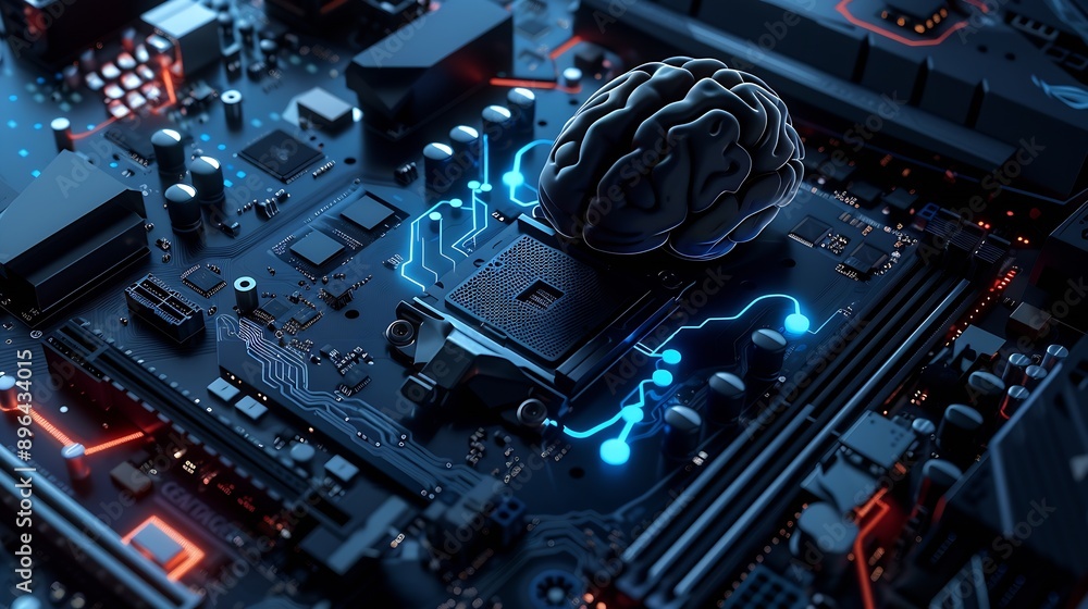 Aufkleber concept  The motherboard in the picture is Brain Technology RAM Gaming This motherboard has chipset and supports 12th Core processors Generate AI : Generative AI