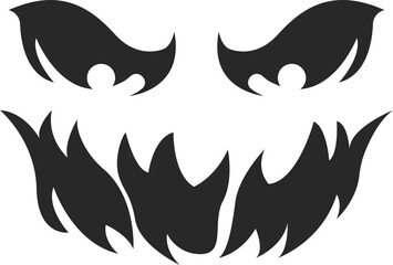 Halloween face icon set. Spooky pumpkin smile on white background. Design for the holiday Halloween. Vector illustration.
