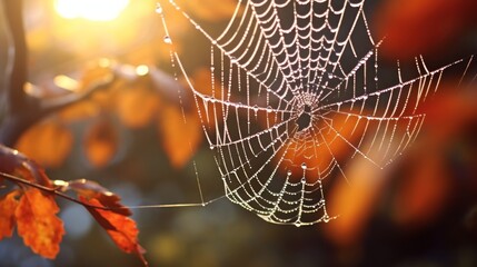 A Dew-Covered Spider Web