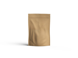 3D render of a generic paper doypack with zipper on a transparent background