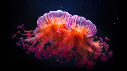 Fototapeta premium Two Pink Jellyfish