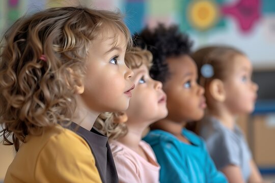 kids 5 years listening ticher in kindergarten : Generative AI