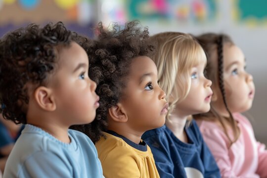 kids 5 years listening ticher in kindergarten : Generative AI