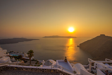 Fototapeta premium Sunset over the Caldera in Santorini island.