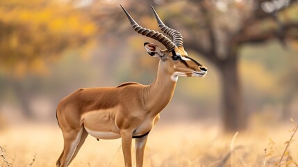 Common Impala horned male full frame ground level in Kruger National park South Africa  Specie Aepyceros melampus family of Bovidae : Generative AI