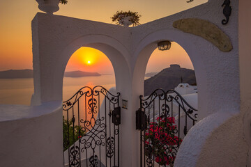 Sunset over the Caldera in Santorini island.
