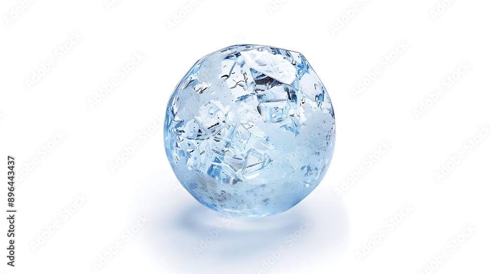 Poster ice ball isolated on white background with clipping path abstract sphere glossy geometric object for