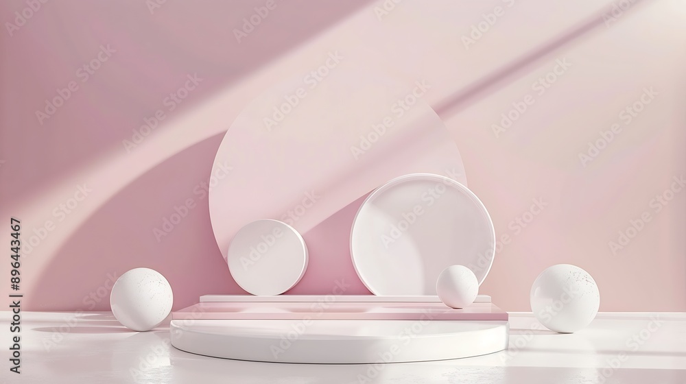 Poster geometric minimal scene design for cosmetic or product display podium 3d render : generative ai
