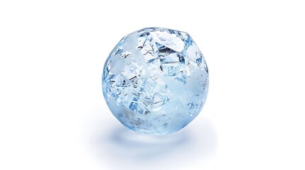 Fototapeta premium Ice ball isolated on white background with clipping path Abstract sphere glossy geometric object for food and drink : Generative AI