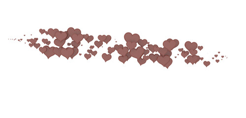 Love valentine background with red petals of hearts on transparent background