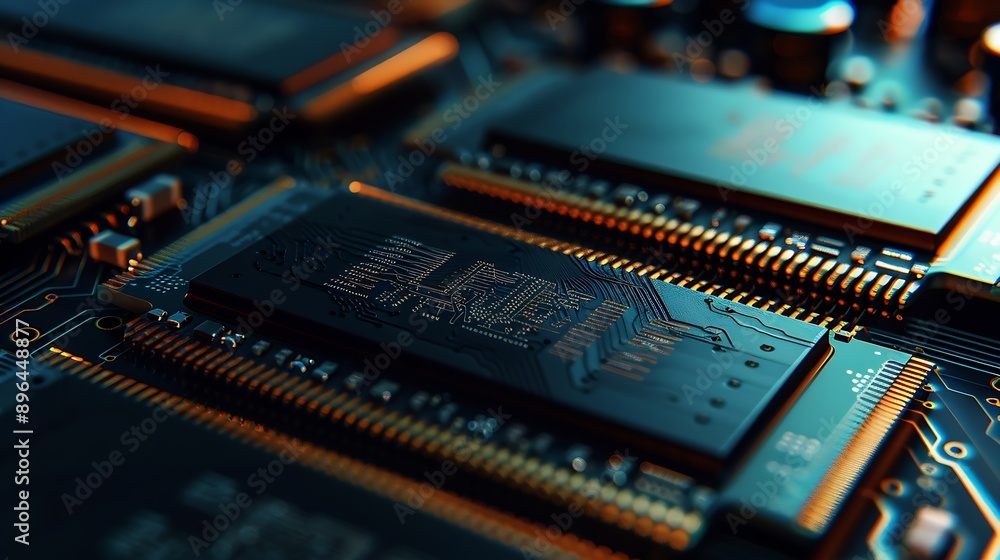 Leinwandbilder RAM modules primarily used as main memory in personal computers workstations and servers Big closeup : Generative AI
