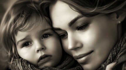 Obraz premium mother and her baby girl : Generative AI