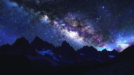 Milky Way Above Mountain Range at Night