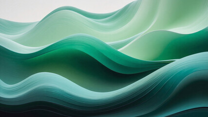 Fototapeta premium Serene abstract artwork with flowing lines in shades of green and white, creating a calming and sophisticated visual effect, perfect for contemporary and modern interior designs