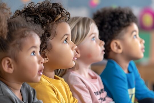 kids 5 years listening ticher in kindergarten : Generative AI