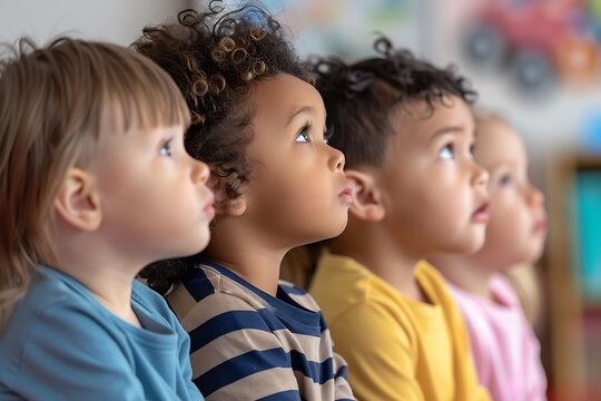 kids 5 years listening ticher in kindergarten : Generative AI