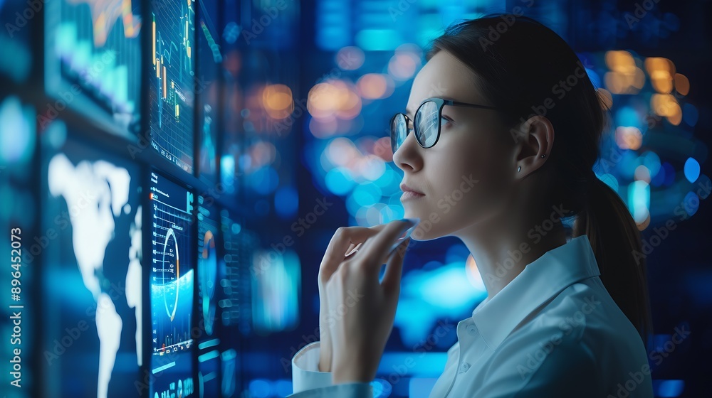 Poster white hr analyst thinking about digital transformation skills in an agribusiness company : generativ