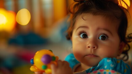 Obraz premium Cute fair looking indian baby girl with big beautiful brown eyes : Generative AI