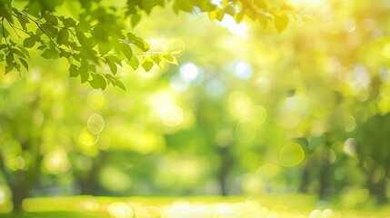 Obraz premium Nature background display over blur green tree garden Blur park nature outdoor bokeh light background in spring and summe : Generative AI
