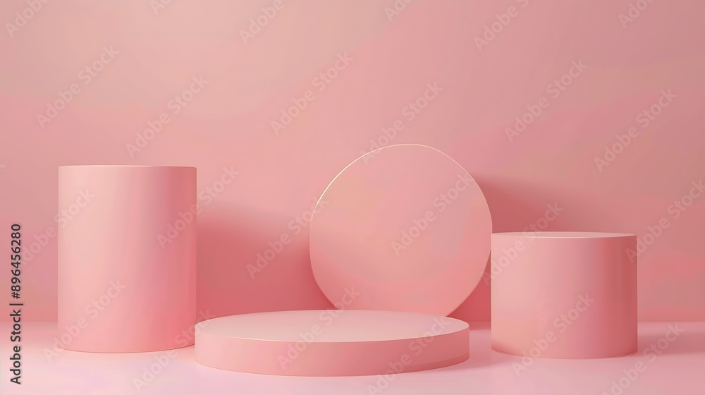 Poster abstract empty podium of cylinder shape on pastel background for product 3d rendering minimal concep