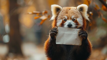 Fototapeta premium Cute red panda. International Red Panda Day.