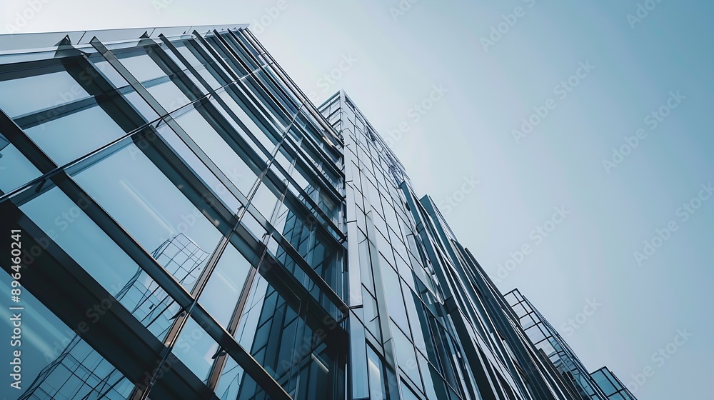 Poster modern building details geometric and abstract architectural concepts with low angle : Generative AI