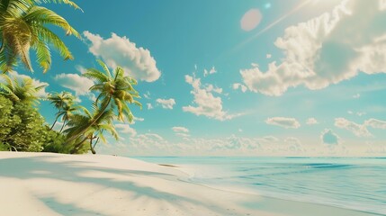 Obraz premium Paradise beach with white sand and coco palms Summer vacation and summer holiday concept : Generative AI
