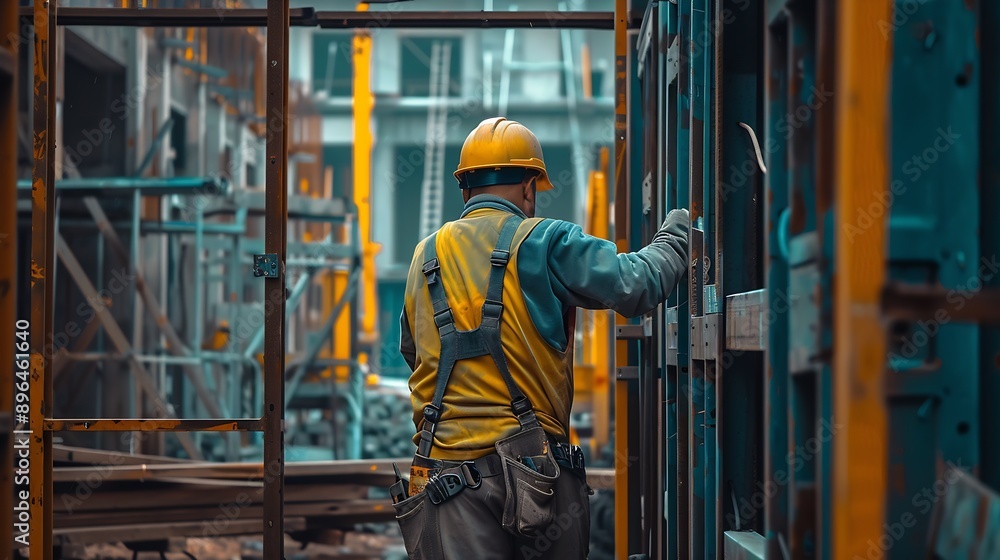 Leinwandbilder a working man in a reinforcement workshop : generative ai