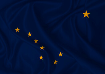 Alaska flag waving in the wind on silk texture