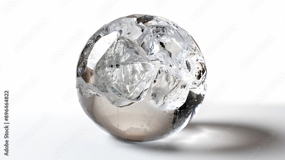 Poster ice ball isolated on white background with clipping path abstract sphere glossy geometric object for