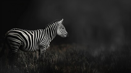 Zebra fine art low key photograph Africa wildlife safari : Generative AI