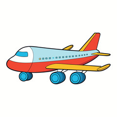 Plane cartoon vector illustration, isolated on white background .top view