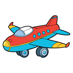 Plane cartoon vector illustration, isolated on white background .top view