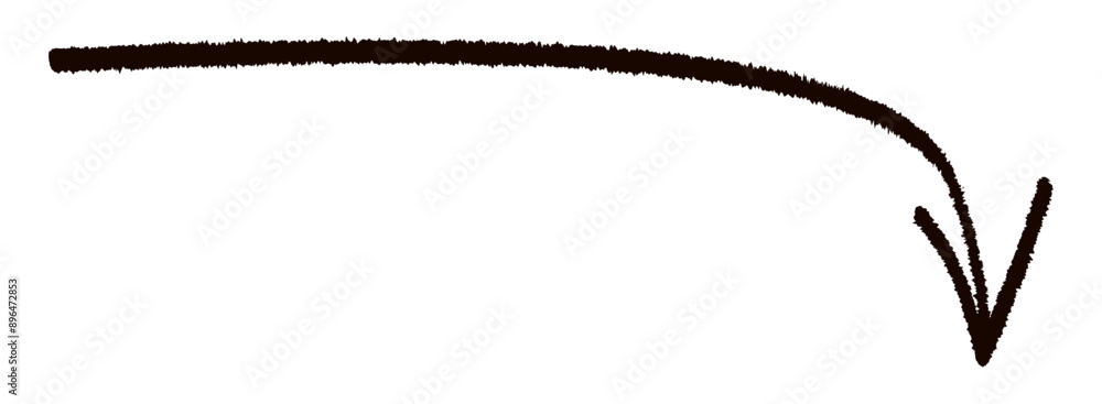 Poster black arrow with a downward curve pointing to the right. vector illustration.
