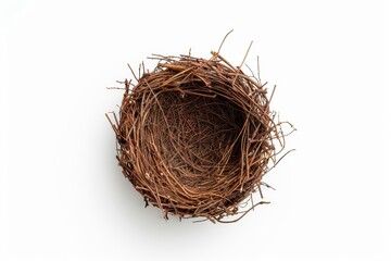 Obraz premium Bird nest isolated on white from top view