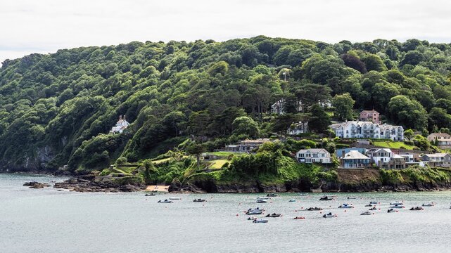 Boats and Yachts on Salcombe North Sands, Salcombe, Kingsbridge Estuary, Batson Creek, Southpool Creek, Devon, England, Europe