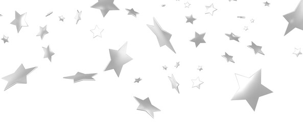Group of silver stars isolated on white background.