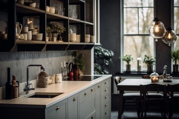 Interior of a nordic style kitchen