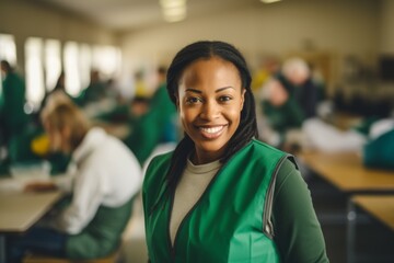 Young female volunteer at community center
