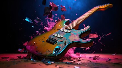 Electric Guitar in Shattered Glass