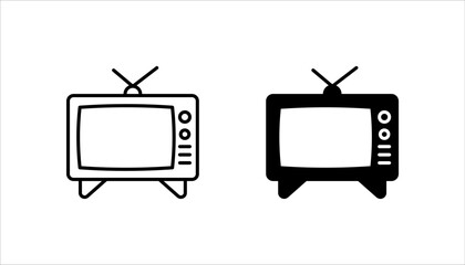 TV Icon set .Symbol isolated white background. vector illustration. color editable.