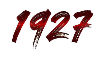 3D blood red number design of 1927 on white background.