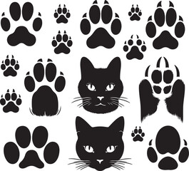 Fototapeta premium set of cats and dog silhouettes 